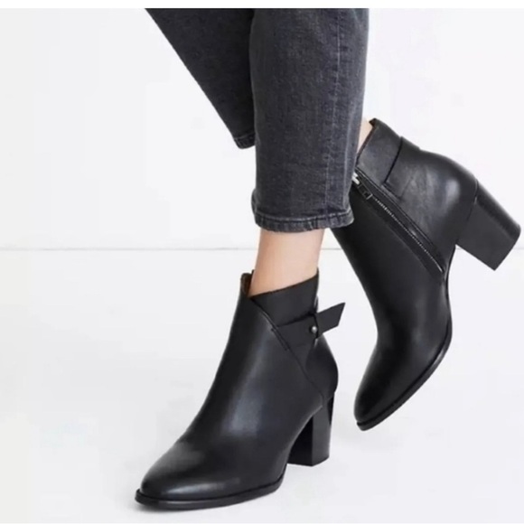 Madewell Shoes - Madewell Black Leather ‘Kelci’ Heeled Boot Size 9